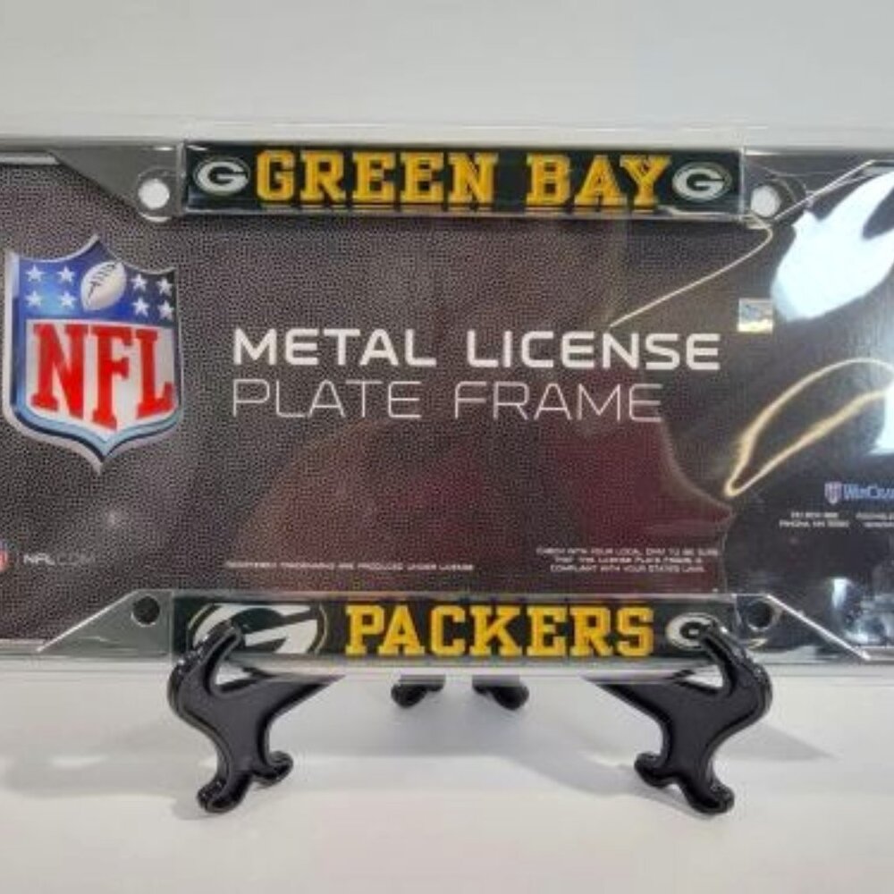 NEW NFL Green Bay Packers Chrome Metal License‎ Plate Frame Go Pack football nwt
